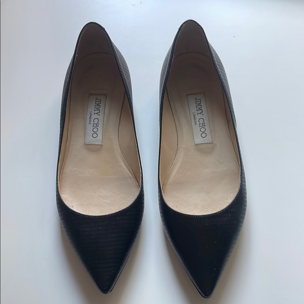Jimmy Choo Black Flats with Pointed Toe and Minimalist Design